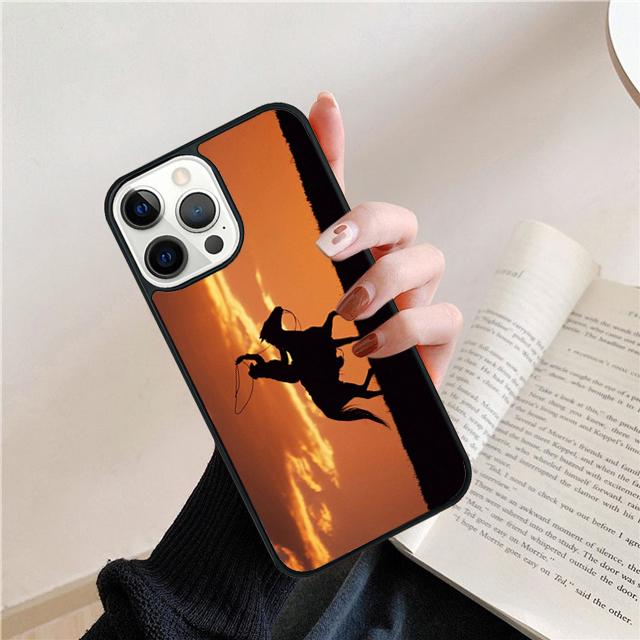 Чехол-силуэт ковбойши с коровой и лошадью для iPhone 17 Air 15 16e 14 13 12 Pro Max 11 Pro Max Plus Чехол для телефона Coque