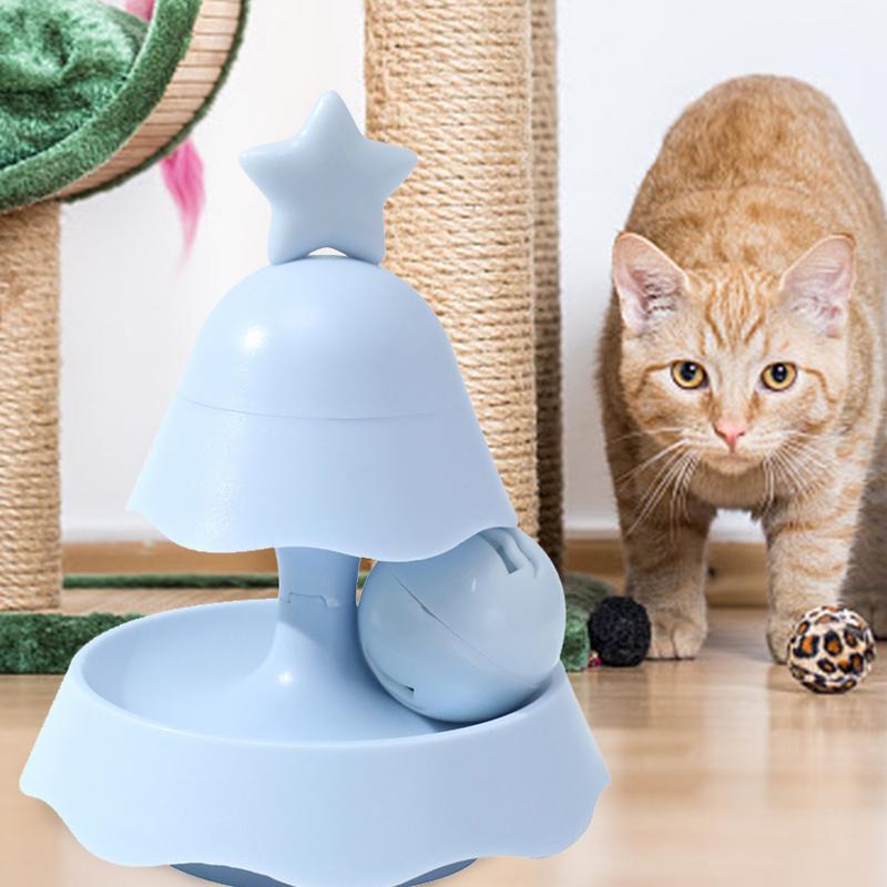 Cat Tower Roller Toy Christmas Tree Turntable Roller Balls 2 Layers Interactive Cat Roller Toys With Catnip And Teaser Toys For