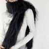 Women Long Scarf Solid Color Thickened Imitation Mink Fur Velvet Decor Scarf Warm Thin Scarf Fashion Accessory