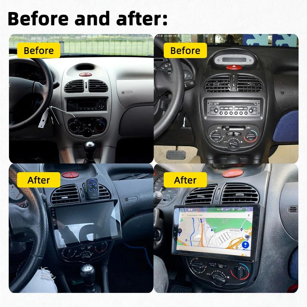 For Peugeot 206 2001 - 2016 Screen Multimedia Audio Player GPS Navigation Head Unit Autoradio FM 2 Din Android Car Radio Stereo