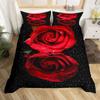 Red Rose Duvet Cover Set King Size for Girls Water Drops Bedding Set Romantic Rose Flowers 2/3pcs Comforter Cover for Couples