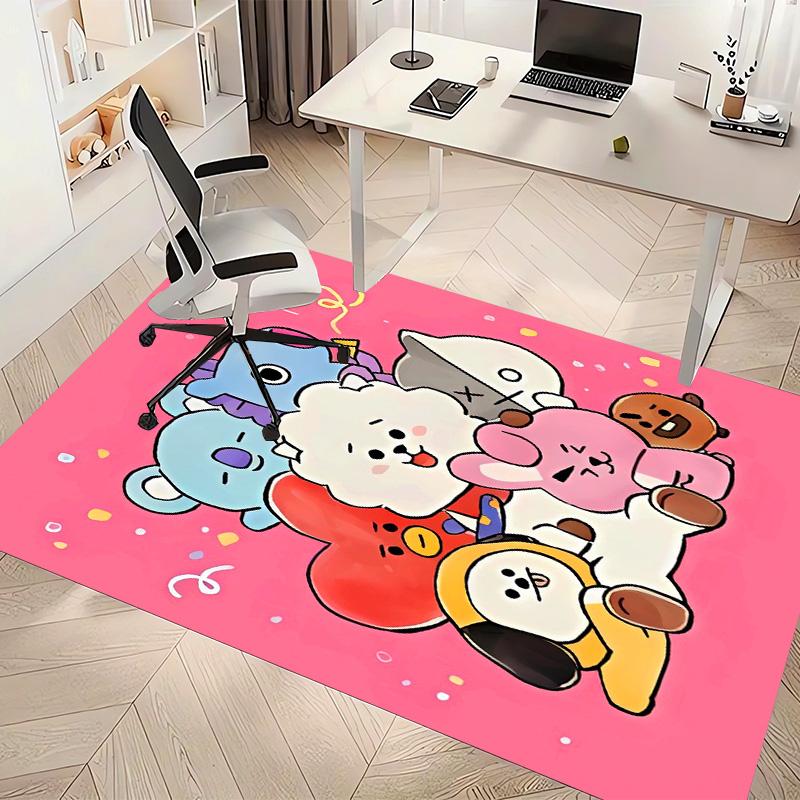 BT21 characters Printed Absorbent Washable Carpet, Non-Slip Bathroom Mats, Kitchen Rugs, Yoga Mat,Living Room Entrance, Camping Picnic Rugs