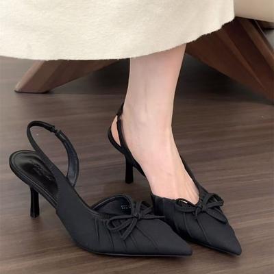 Темперамент с юбкой-бантом туфли-лодочки французский фиолетовый высокие каблуки туфли с закрытым носком сандалии сказочные туфли 2025 весна и лето