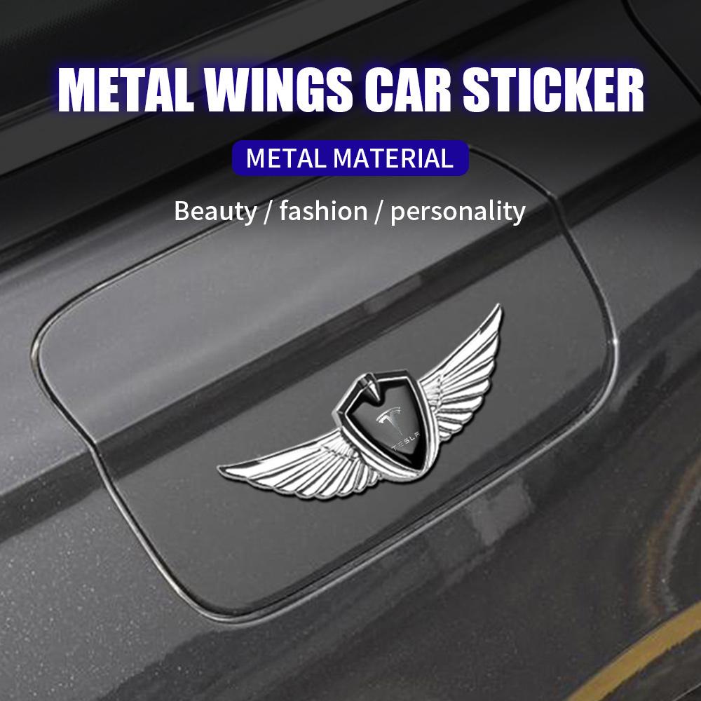 ALN1 3D Metal Car Body Fender Emblem Shield Stickers Decor Valve Cap For Tesla Model 3 P100D Model S Y X P85D P75D Roadster Invader