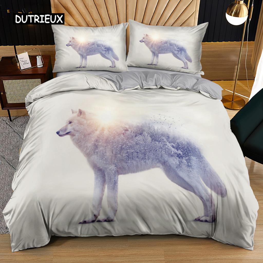 3D Wolf Bedding Collection Black White Dreamcatcher Tribal Nationality Style Duvet Cover For Teens Adults Women Men Bedroom Decoration