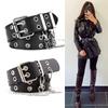 Women Belt Pu Leather Pin Buckle Punk Wind Jeans Free Size Grommet Belts