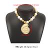 Tooxika Exaggerated Hollowed Out Conch Pendant Necklace Fashion Round Beads Mixed Colour Imitation Pearl Necklace