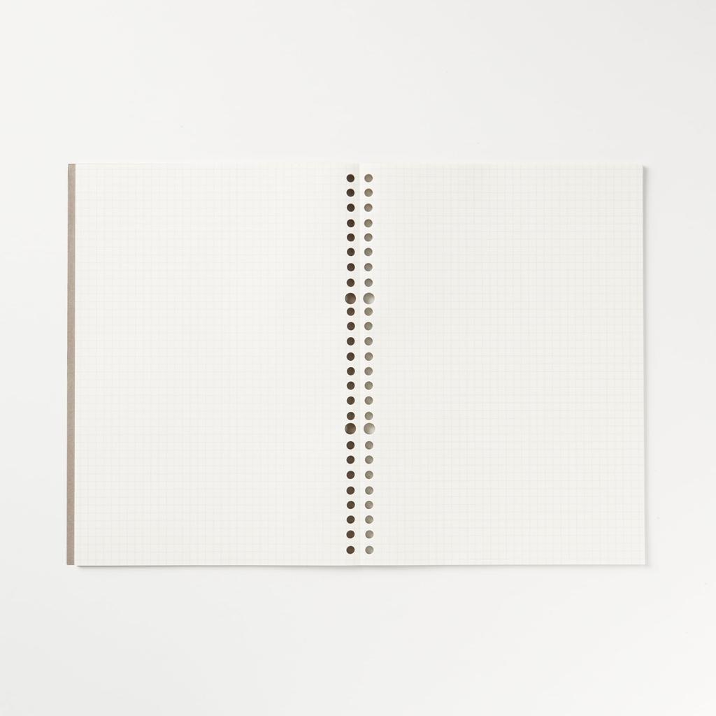MUJI Peelable 5mm 26 50 NAA93A9A Notebook-Style Loose-Leaf Paper, Gray, B5, Grid, Holes, Sheets,