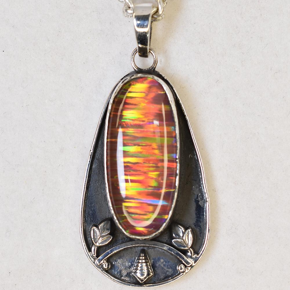 Natural Opal Pendant 925 Sterling Silver 47 ct Unique Oval Gemstone October Birthday Birthstone