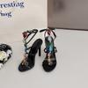 Fashion Summer Colored Gemstone Narrow Band Women Sandals Elegant Stiletto High Heels Gladiator Sandals Female Party Prom Shoes