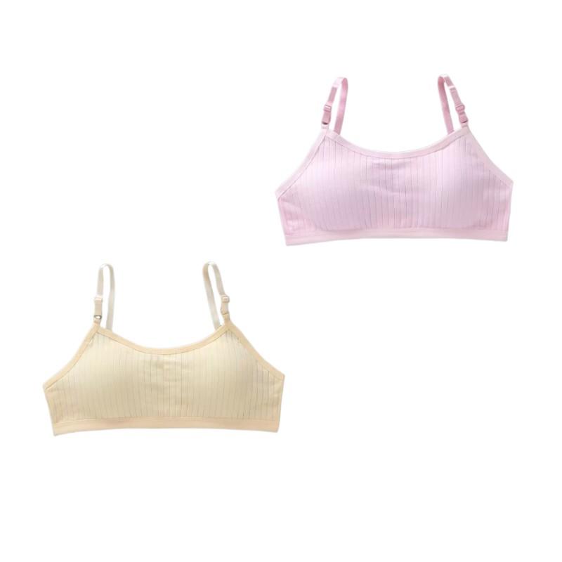 Дышащий тренировочный бюстгальтер из 2 предметов для девочек 9-13 лет, приятный для кожи эластичный спортивный бюстгальтер для девочек-подростков для младших классов средней школы