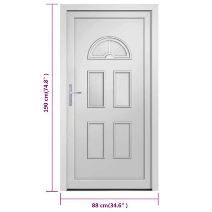 VidaXL Front Door White 88x190 Cm PVC 3187909