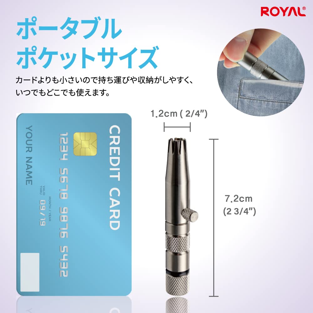 Триммер для волос в носу Royal Premium для мужчин, ручной, без батареек, из нержавеющей стали, водонепроницаемый, безболезненный, запатентованный механизм «Silver Bullet» ET-3