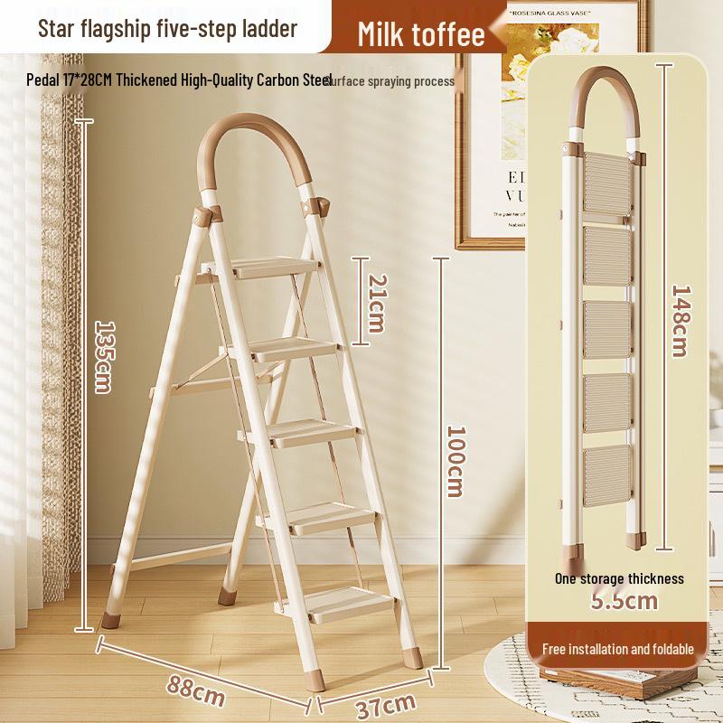 Многофункциональная телескопическая А-образная лестница из углеродистой стали двойного назначения и складная комнатная вешалка для одежды