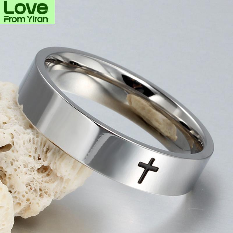 6mm 8mm Stainless Steel Cross Ring Christian Jesus Christ Lord Prayer For Men And Women