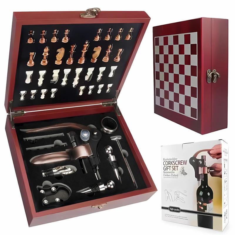 Набор открывалок для красного вина с деревянной подарочной коробкой Открывалка для винных бутылок Барные инструменты Многофункциональный набор для открывания и прессования вина