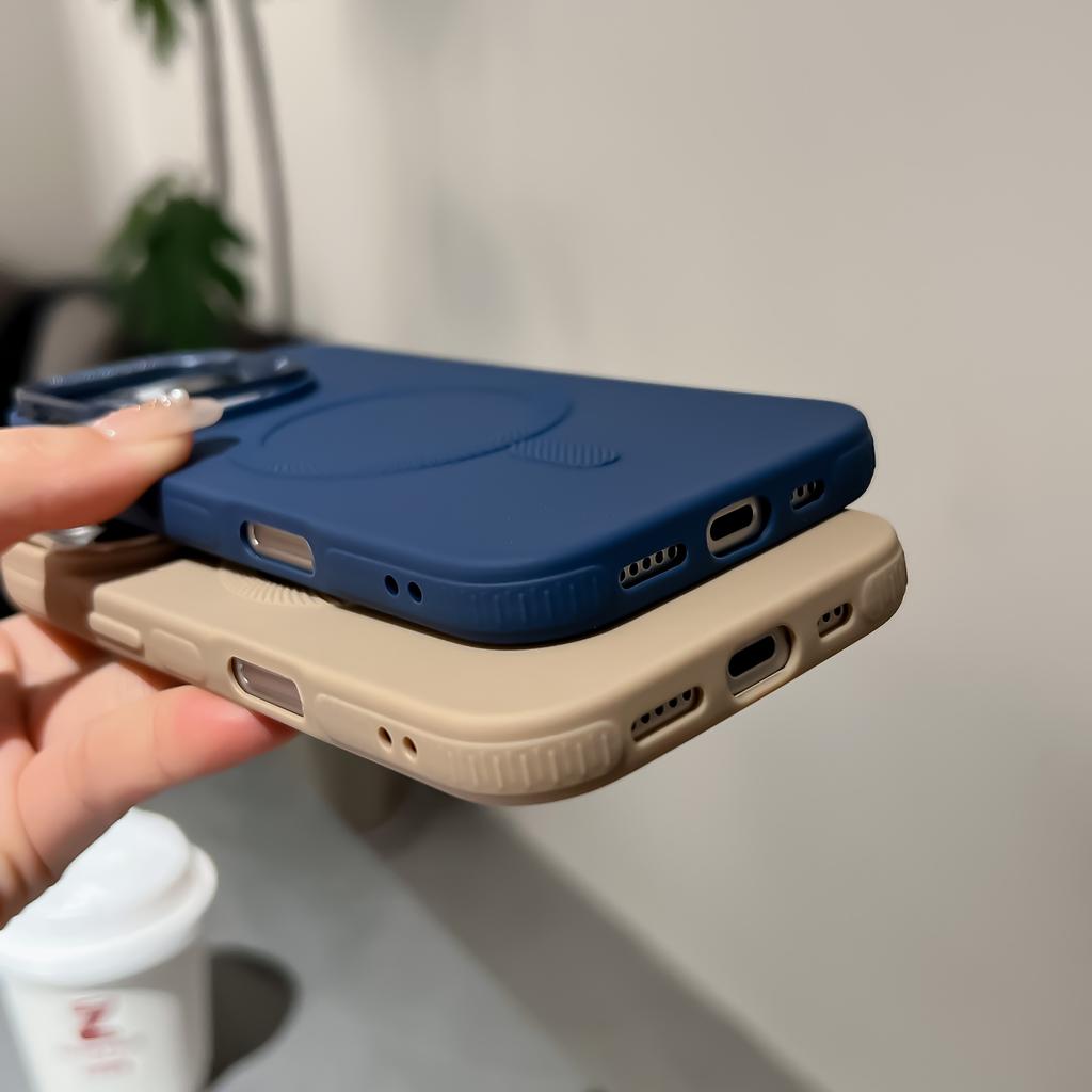 Desert Gold lens frame holder charging phone case for For Iphone 16 15 14 13 12 11 Pro Max magnetic soft silicone back cover