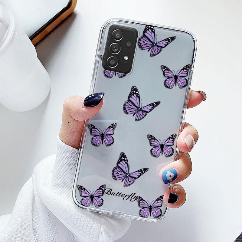 Чехол для телефона Samsung A52s A52 Цветочный силиконовый чехол для Samsung Galaxy A52 Fundas Coque Прозрачный мягкий Capas Цветочный TPU