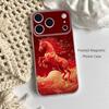 Модный Чехол для Телефона в Китайском Стиле с Красным Конем для iPhone 14,16,12,17,13,15,11 Max,Pro,Mini,Plus,Air,E Магнитный Матовый Прозрачный
