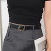 Женский ремень для джинсов, платьев, брюк в стиле вестерн, женский тонкий пояс из искусственной кожи с золотой пряжкой для повседневной носки или офиса