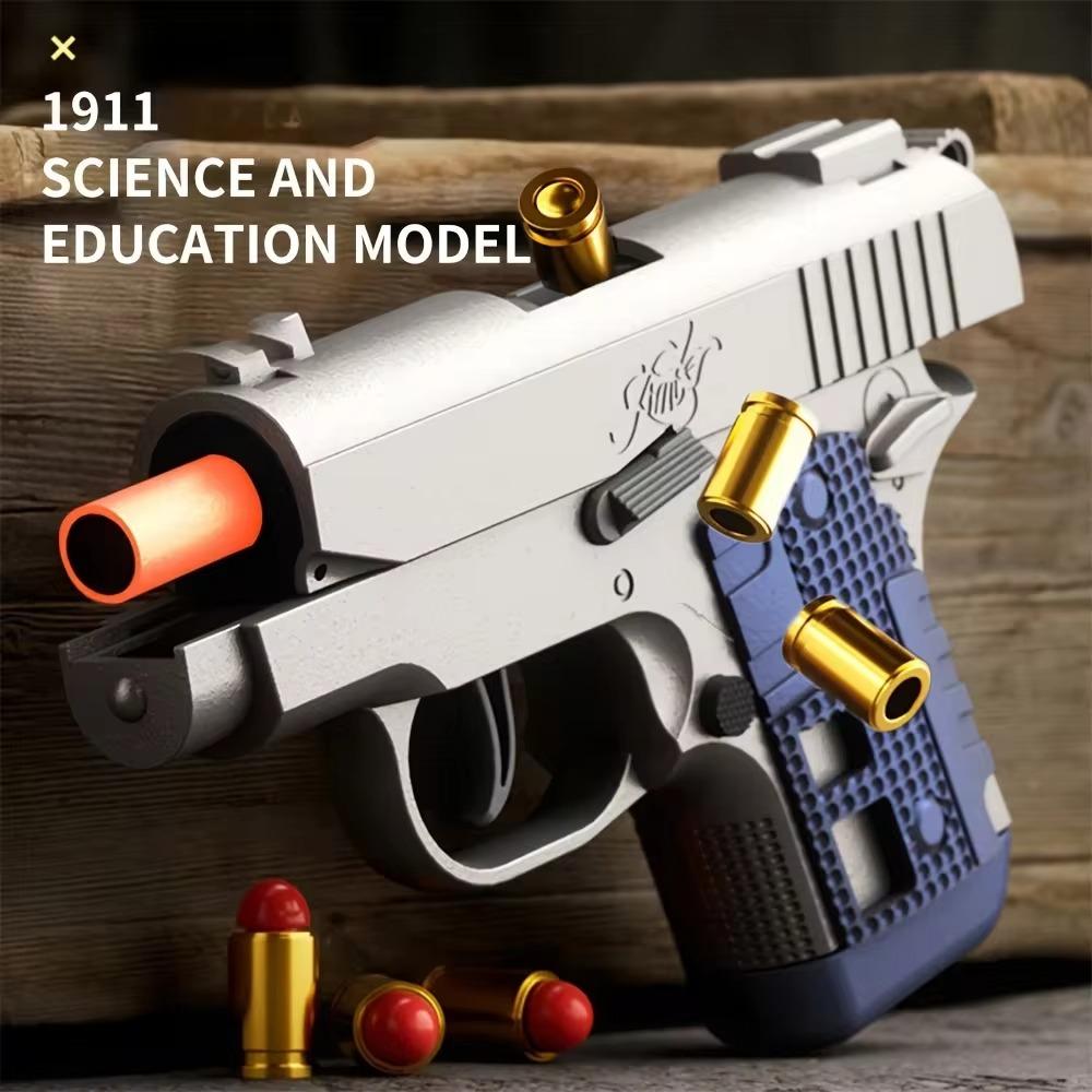 Карманный мини-пистолет M1911 для непрерывного метания снарядов, обучающая модель пистолета, пусковая установка с мягкими пулями, пистолет для страйкбола с отдачей