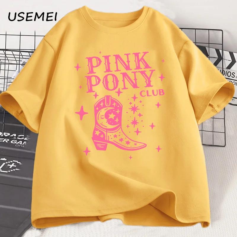 Pink Pony Club Chappell Roan Cowgirl Boots Tshirt Women Hip Hop Fashion Country Music T Shirt Lady Girl Fashion Tee Streetweawr