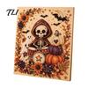 Reusable Seasonal Wall Decoration Halloween Faux Pearl Art Kit, Crow Pumpkin Painting DIY 7.87 x Stress Relief Project for Home Inch Cute