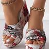 Женская обувь, модная обувь, повседневные шлепанцы, летние винтажные тапочки на танкетке с открытым носком и цветочным принтом