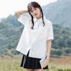 Women's White Short Sleeved Shirt Japanese College Style Short Sleeved Top Solid Color with Tie Summer Ladies Clothing