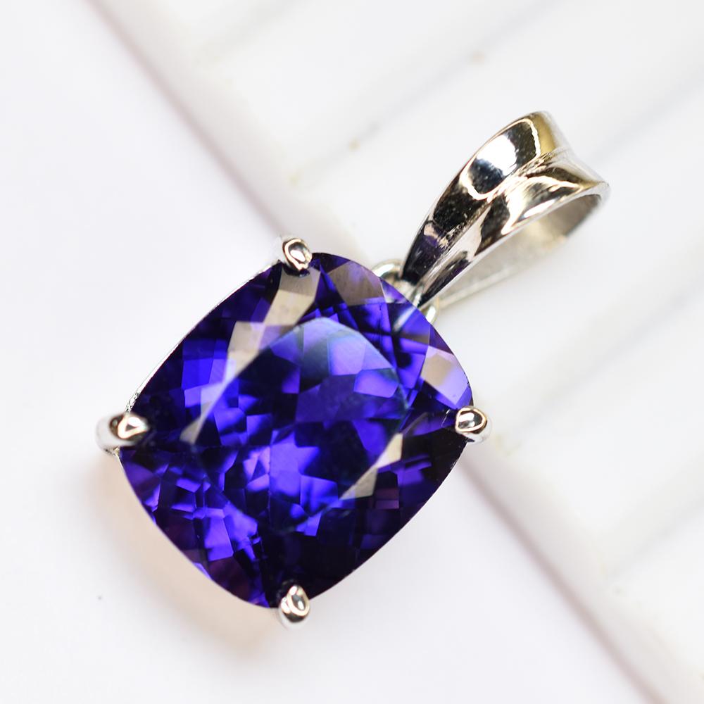 Purple Sapphire Pendant 925 Sterling Silver 25.15 ct Gemstone September Birthday Birthstone