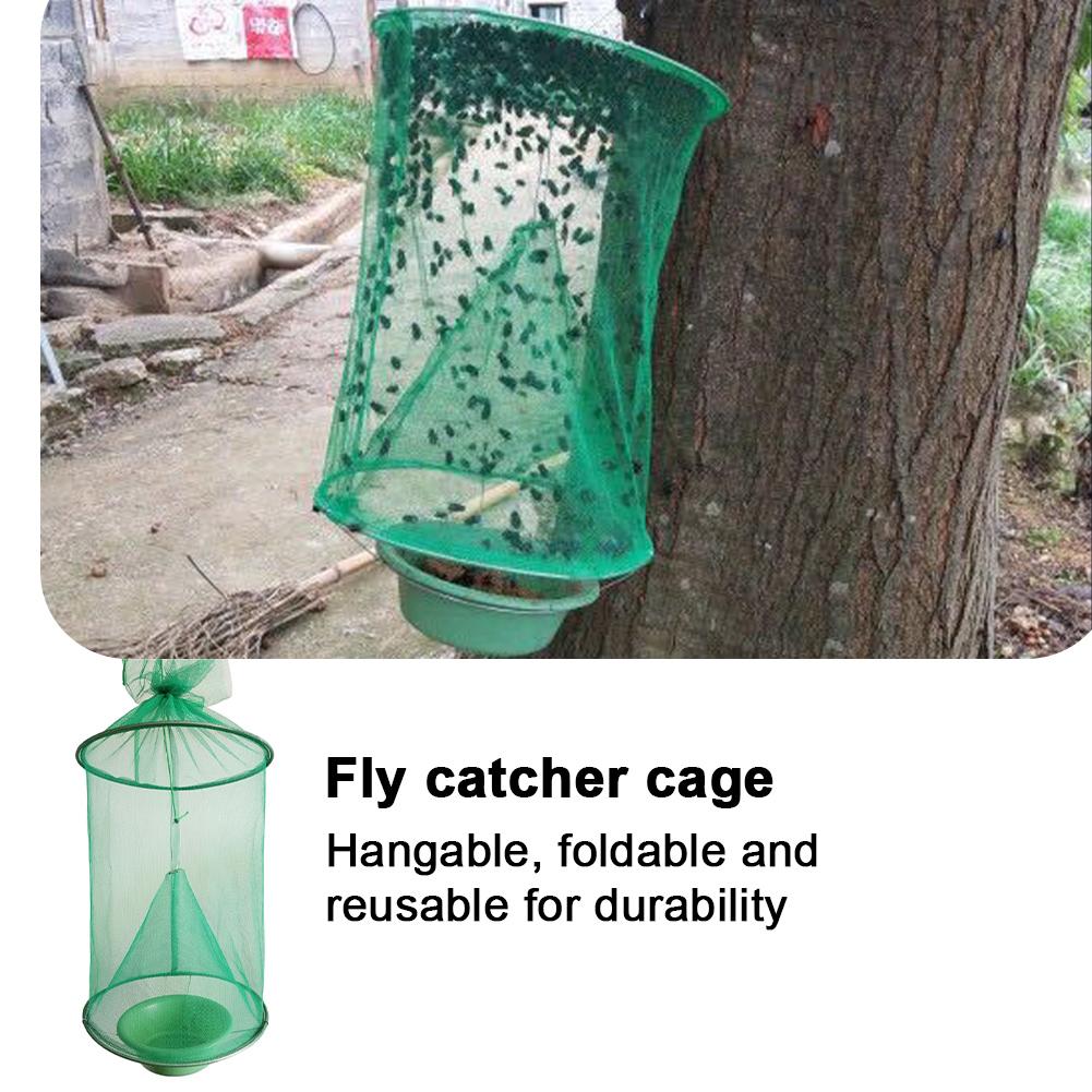 Hanging Fly Killer Net Trap Reusable Folding Flies Catcher Cage Practical Flies Net Traps Pest Control Tool for Household Garden