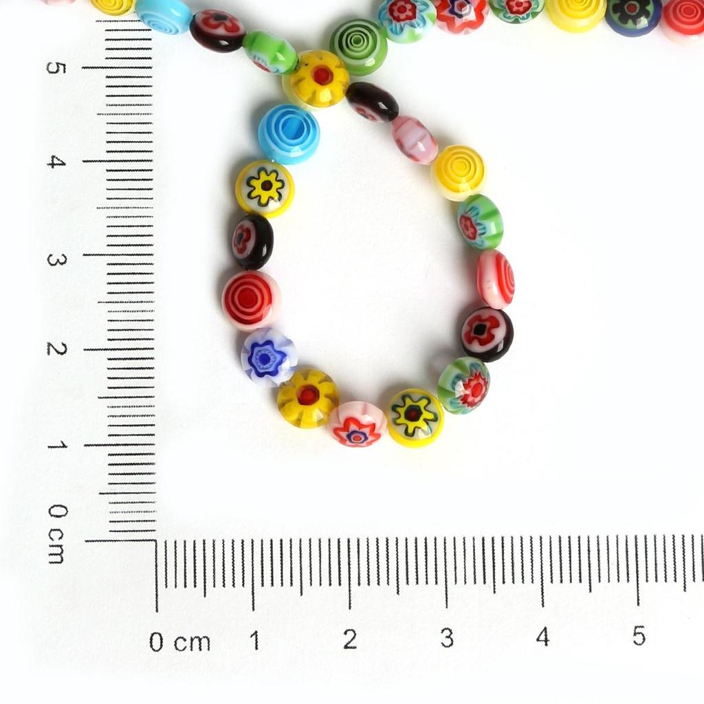 6/8/10 мм смешанные сплющенные круглые стеклянные бусины миллефиори с цветком лэмпворк для изготовления ювелирных изделий