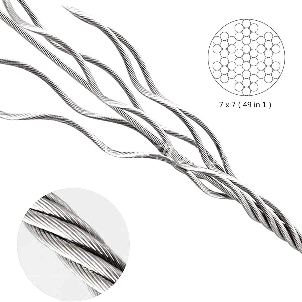 2PCS Adjustable Picture Hanging Wire Kit 2m Heavy Duty Mirror Hanging Wire with Loop & Hook Stainless Steel Hanging Rope