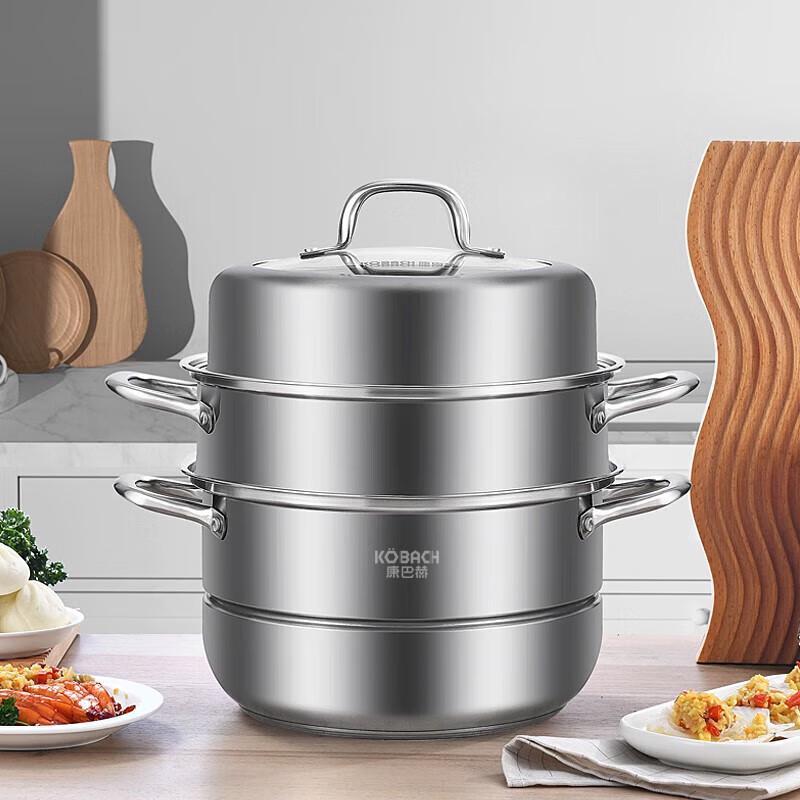 KÖBACH 2-Layer Stainless Steel Steamer Pot with Visible Lid