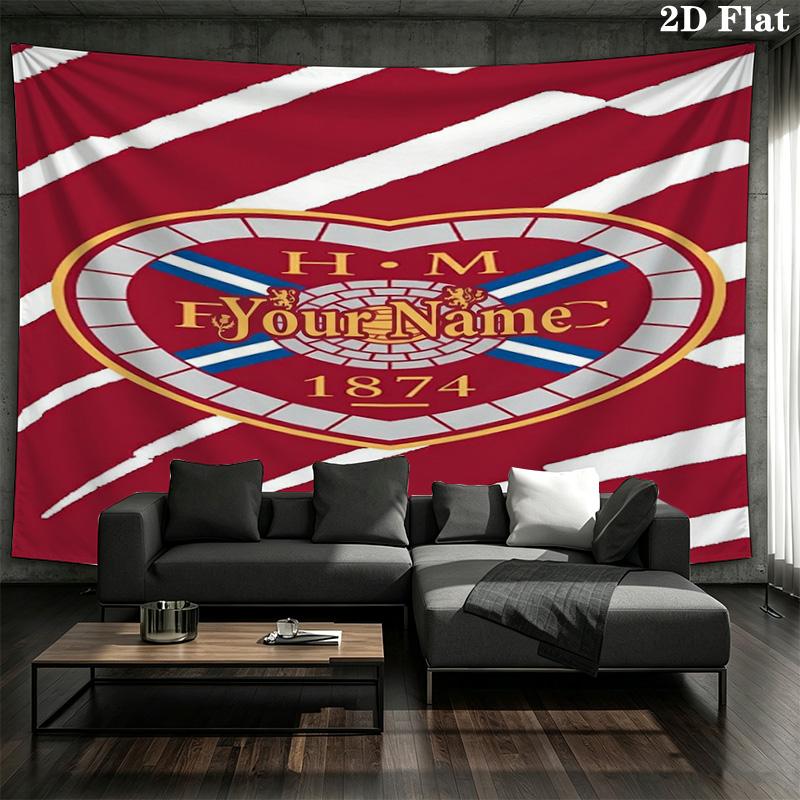 Heart Football Custom Name Wall Tapestry Aesthetic Wall Hanging Printed Fabric Blanket Decorative Tapestries For Bedroom Living Room Home Decor