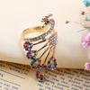 Женское ретро позолоченное кольцо со стразами в форме павлина, ювелирные изделия, подарки
