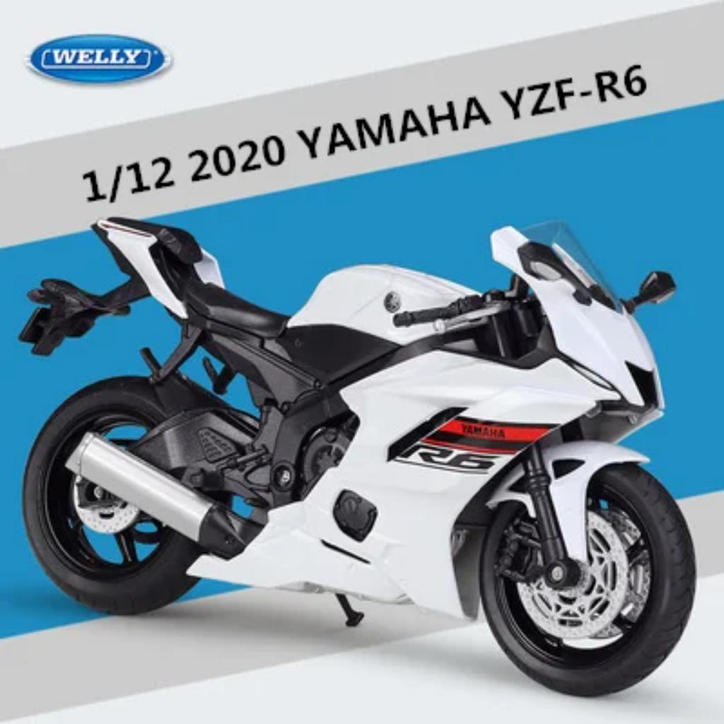 Welly 1/12 Yamaha YZF-R6 Металлическая модель гоночного мотоцикла Литая металлическая модель уличного спортивного мотоцикла Коллекция Детская игрушка Подарок