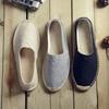 Retro trend breathable canvas shoes summer linen men's fisherman shoes casual one-pedal cotton and linen wear-resistant loafers