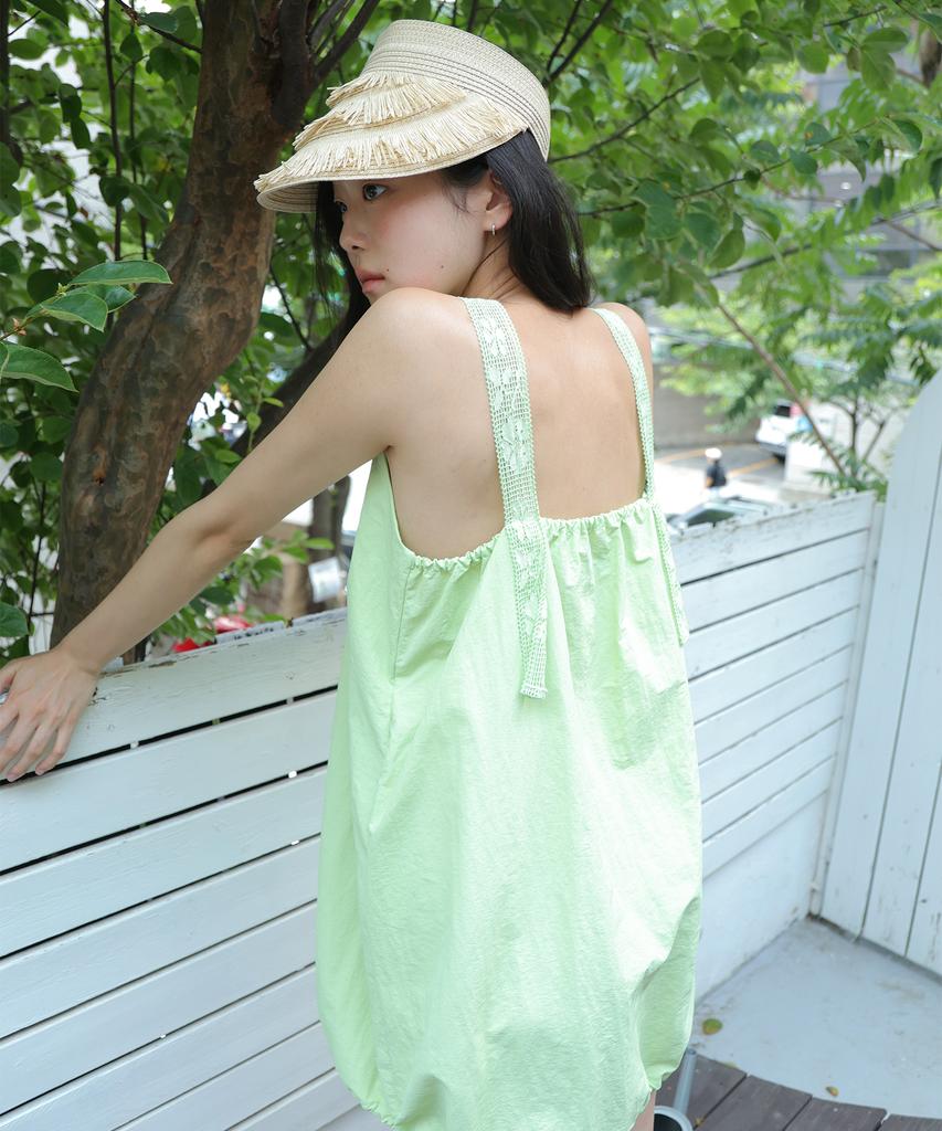 Sordi Lace Strap Balloon Dress_Lime