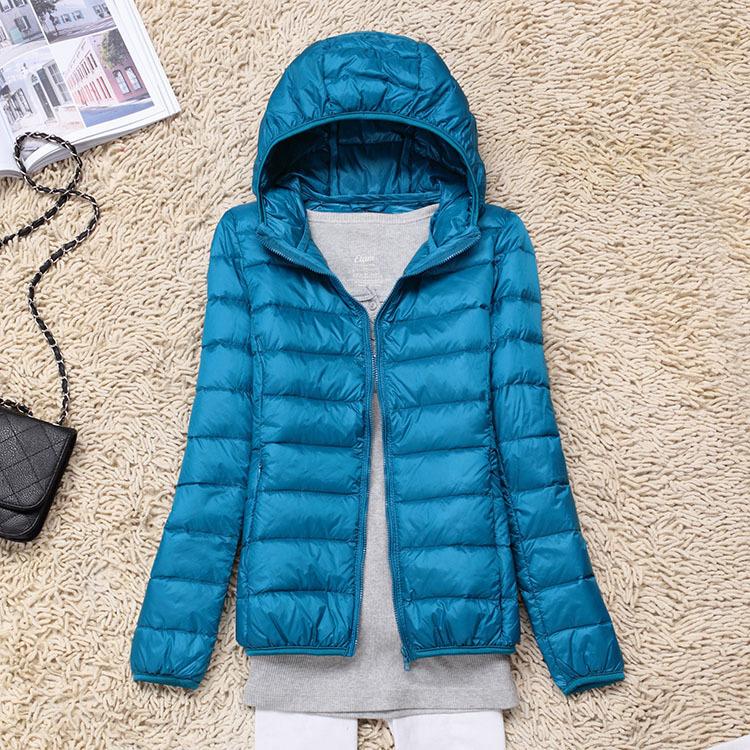 Winter new ultra-light down jacket women's hooded short light large size slim thin women's jacket
