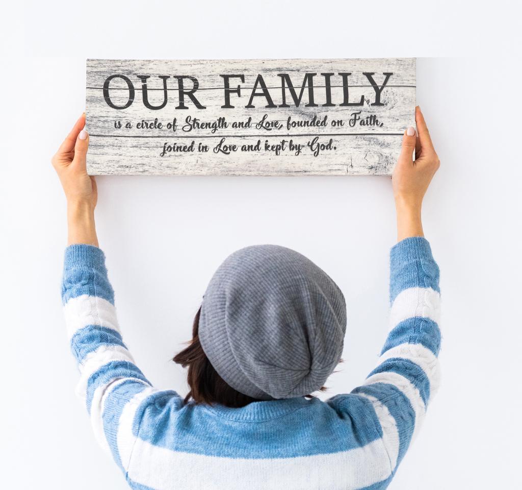 Inkdotpot Stretched Canvas Quotes Our Family Is A Circle Of Strength; Founded On Faith, Joined In Love Kept By God, Together Forever Wall Décor