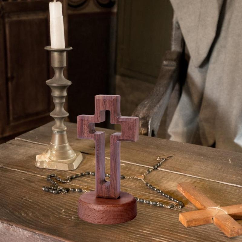 Крест Пасхальный из массива дерева Настольный дисплей Центральные элементы церковного алтаря Полые грецкие орехи Напольные кресты с магнитной основой