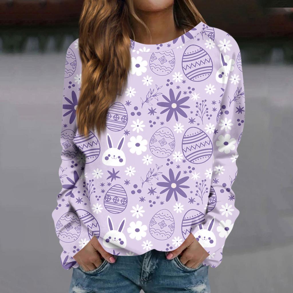 Женская мода повседневная толстовка с длинным рукавом и круглым вырезом с принтом