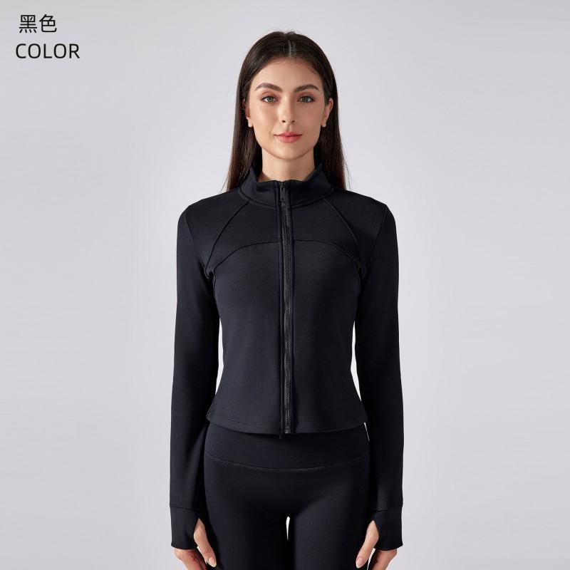 Womens Fleece-Lined Sport Jacket Long Sleeve Slim Fit Running Yoga Cycling Winter