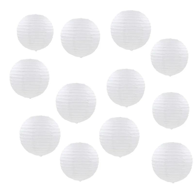 Круглый белый бумажный фонарик 10 дюймов, красный фонарик для Праздника середины осени и свадебного украшения