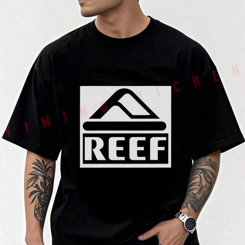 2026 Хлопковая Повседневная Футболка REEF Минималистичный Горный Принт Мотоциклетная Футболка Мужская Летняя Спортивная Одежда для Велосипеда Топы Футболка