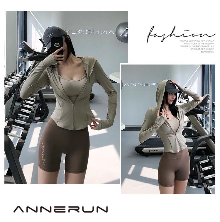 Женская утягивающая куртка для йоги с капюшоном – эластичный кардиган на молнии для бега и фитнеса