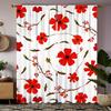 2pc Gorgeous Style Red Floral Print Curtains, Polyester Fabric, Machine Washable, Suitable for Bedroom Living Room Decoration