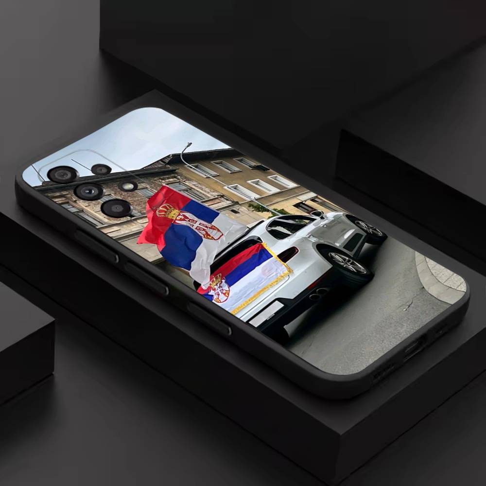 Serbia Serbian Flag MAP Phone Case For Samsung S 9,10,21,30,22,23,24,25,26,Ultra,Plus,Lite,FE,4,5G Black Soft Case
