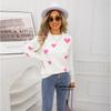 Осенне-зимний свитер с длинными рукавами в форме сердца, женский вышитый вязаный свитер свободного кроя